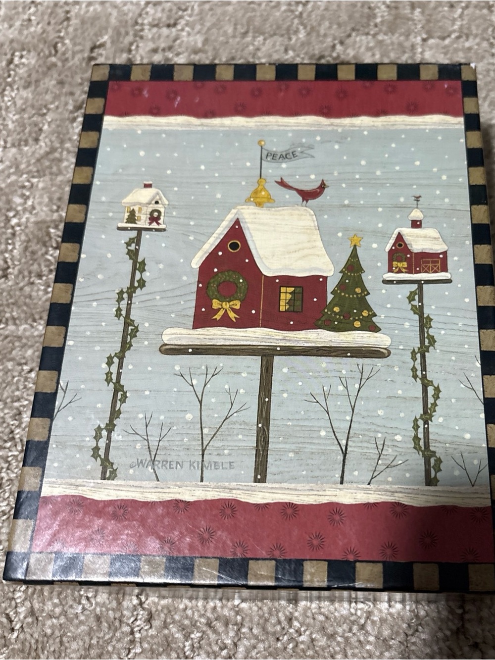 LANG  Peace Birdhouse boxed Christmas cards, Artwork By Warren Kimble, 21 Cards